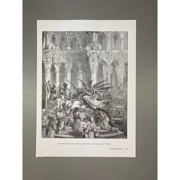 Dore, Orlando Furioso, Harpies, Monster Orrilo, Print, Bookplate ~ 240707-WH 292 - Picture 2 of 4